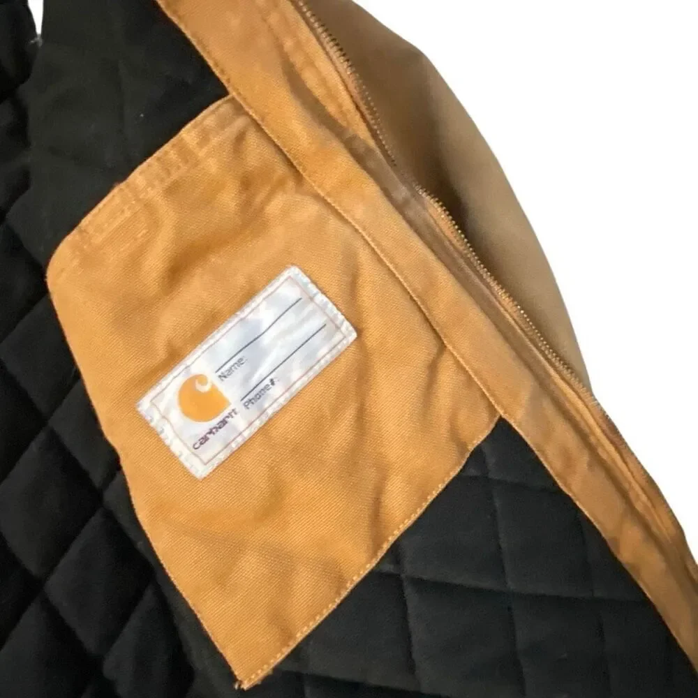 Carhartt Canvas Jacket Coat Youth XL 18-20 Tan Duck Canvas Quilted Hood work far